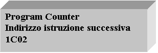 Casella di testo: Program Counter
Indirizzo istruzione successiva
1C02
